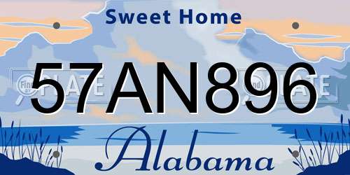 57AN896 Alabama License Plate