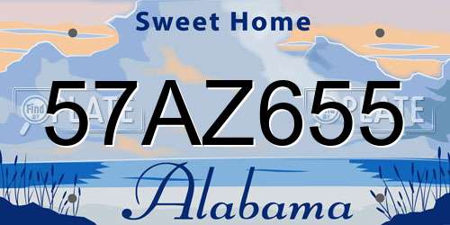 57AZ655 Alabama License Plate