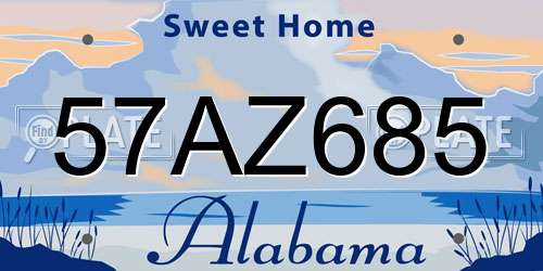 57AZ685 Alabama License Plate