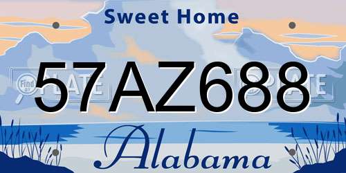 57AZ688 Alabama License Plate