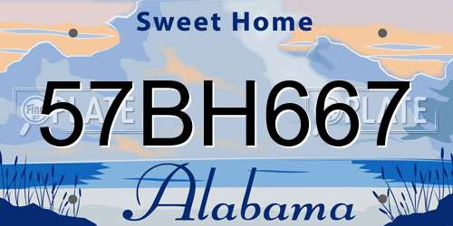 57BH667 Alabama License Plate