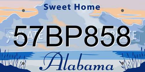 57BP858 Alabama License Plate