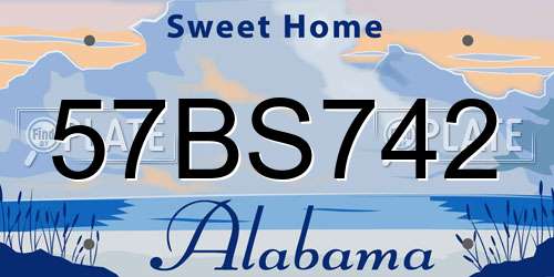 57BS742 Alabama License Plate