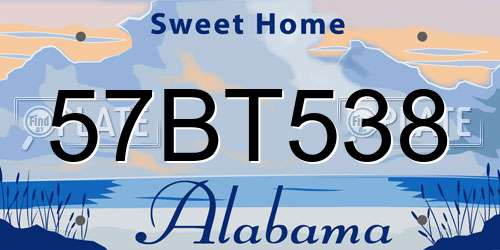 57BT538 Alabama License Plate
