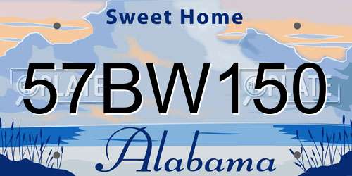 57BW150 Alabama License Plate