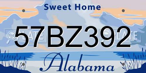 57BZ392 Alabama License Plate