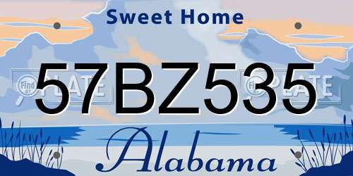 57BZ535 Alabama License Plate