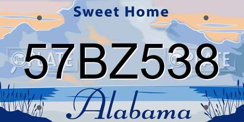57BZ538 Alabama License Plate