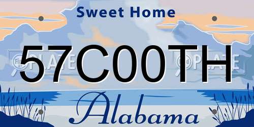 57C00TH Alabama License Plate