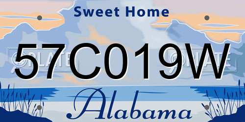 57C019W Alabama License Plate