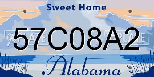 57C08A2 Alabama License Plate