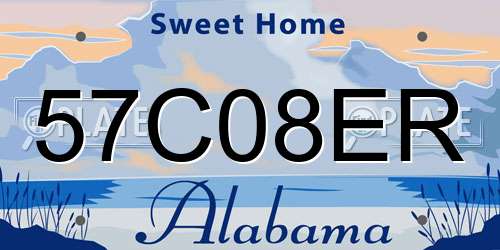 57C08ER Alabama License Plate