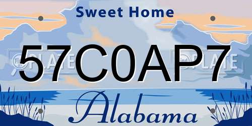 57C0AP7 Alabama License Plate