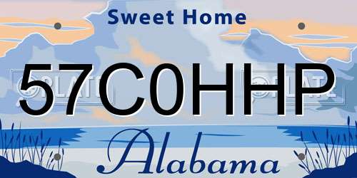 57C0HHP Alabama License Plate