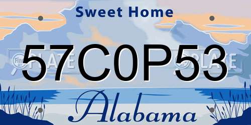 57C0P53 Alabama License Plate