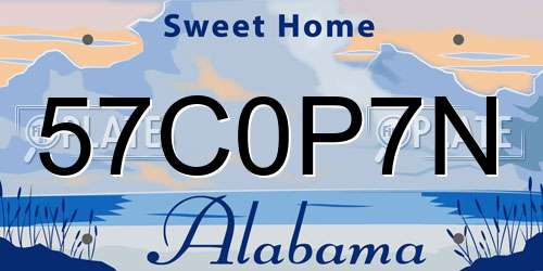 57C0P7N Alabama License Plate