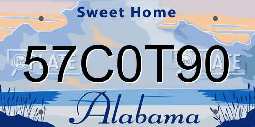 57C0T90 Alabama License Plate