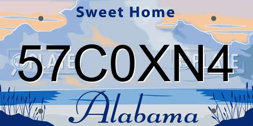 57C0XN4 Alabama License Plate