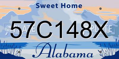 57C148X Alabama License Plate