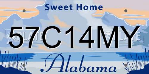 57C14MY Alabama License Plate