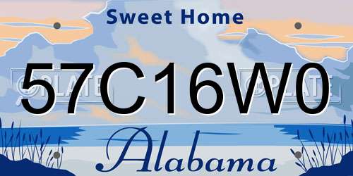 57C16W0 Alabama License Plate
