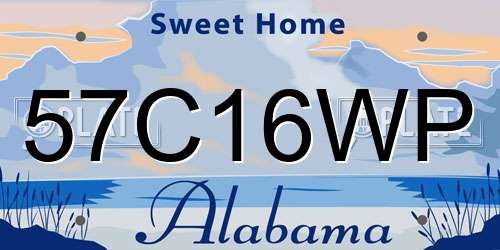 57C16WP Alabama License Plate