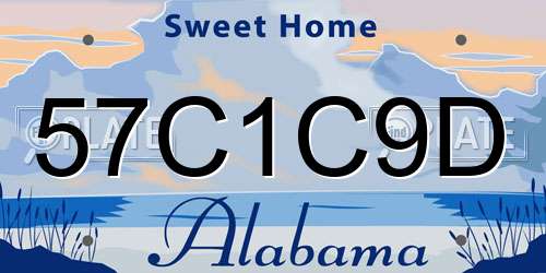 57C1C9D Alabama License Plate