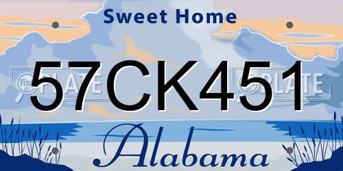 57CK451 Alabama License Plate