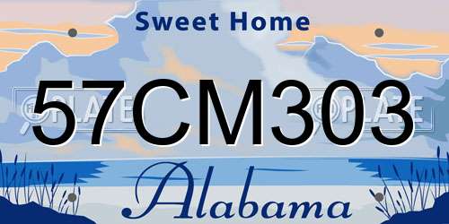 57CM303 Alabama License Plate