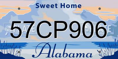57CP906 Alabama License Plate