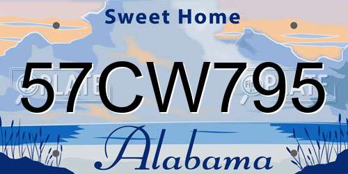 57CW795 Alabama License Plate