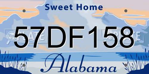 57DF158 Alabama License Plate