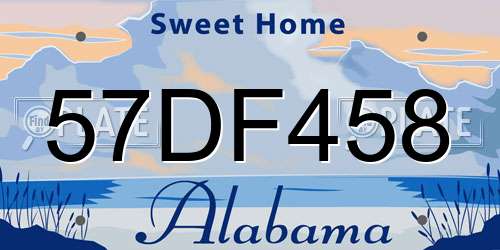 57DF458 Alabama License Plate