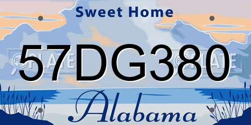 57DG380 Alabama License Plate