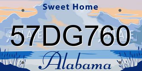 57DG760 Alabama License Plate