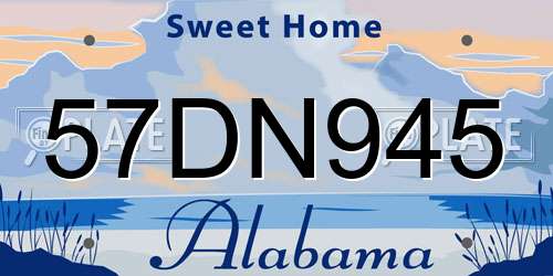 57DN945 Alabama License Plate