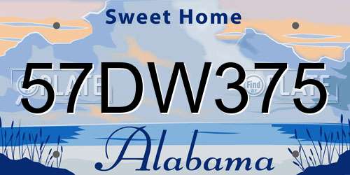 57DW375 Alabama License Plate