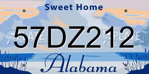 57DZ212 Alabama License Plate