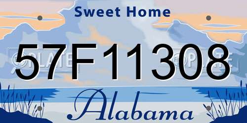 57F11308 Alabama License Plate