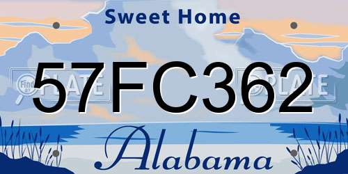 57FC362 Alabama License Plate