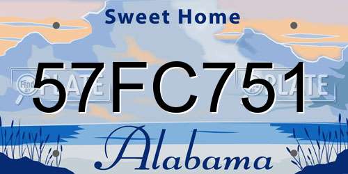 57FC751 Alabama License Plate