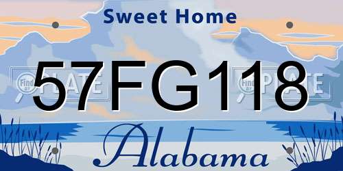 57FG118 Alabama License Plate