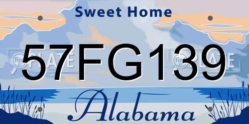 57FG139 Alabama License Plate