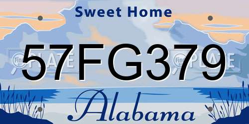 57FG379 Alabama License Plate