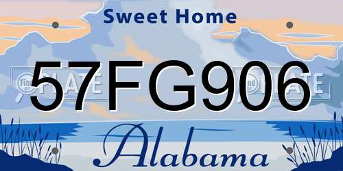 57FG906 Alabama License Plate