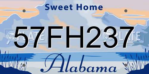 57FH237 Alabama License Plate