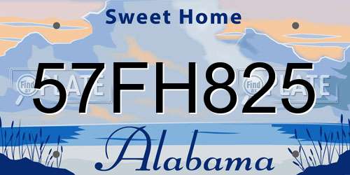 57FH825 Alabama License Plate