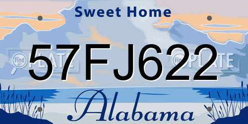 57FJ622 Alabama License Plate