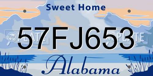 57FJ653 Alabama License Plate