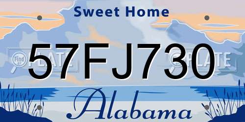 57FJ730 Alabama License Plate